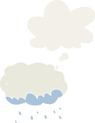 cartoon rain cloud and thought bubble in retro style