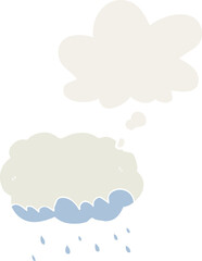 Obraz premium cartoon rain cloud and thought bubble in retro style
