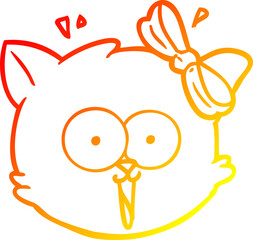 warm gradient line drawing cartoon surprised cat face