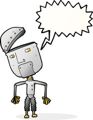 cartoon funny robot with speech bubble
