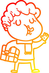warm gradient line drawing cartoon man singing