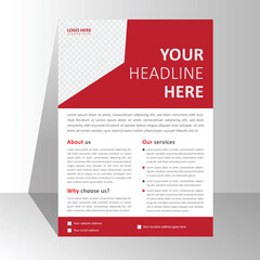 modern brochure flyer design template, poster business leaflets presentation pamphlet annual, a4 print layout with colorful red color vector illustration. Corporate flyer template design with image.