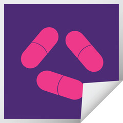 pills square peeling sticker