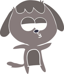 flat color style cartoon bored dog