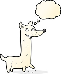 funny cartoon dog with thought bubble
