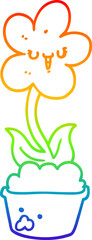 rainbow gradient line drawing cute cartoon flower