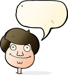 cartoon happy boy's face with speech bubble