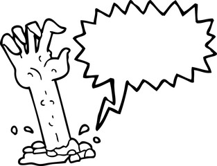 speech bubble cartoon zombie hand rising from ground