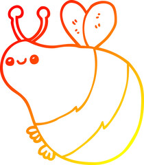 warm gradient line drawing cartoon bee