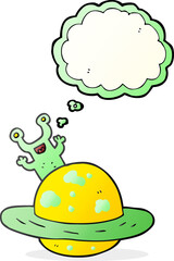 thought bubble cartoon alien planet