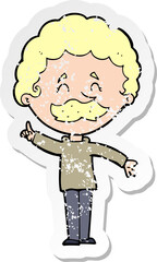retro distressed sticker of a cartoon man with idea
