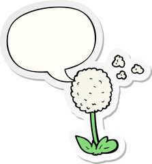 cartoon flower and speech bubble sticker