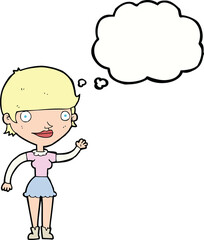 cartoon woman with idea with thought bubble
