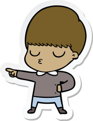 sticker of a cartoon calm boy