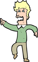 cartoon frightened man pointing