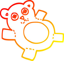 warm gradient line drawing cartoon teddy bear