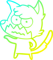 Obraz premium cold gradient line drawing cartoon annoyed fox