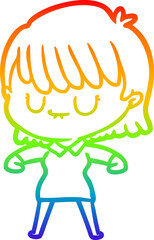 rainbow gradient line drawing cartoon woman