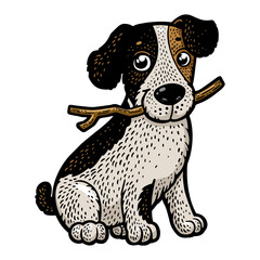 Cute puppy pet color sketch PNG illustration with transparent background