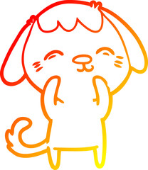 warm gradient line drawing happy cartoon dog