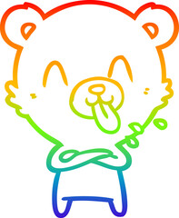 rainbow gradient line drawing rude cartoon bear