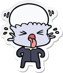 sticker of a weird cartoon alien
