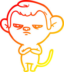 warm gradient line drawing cartoon monkey
