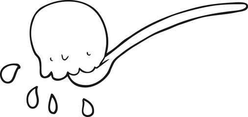 black and white cartoon scoop of icecream