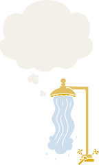 cartoon shower and thought bubble in retro style