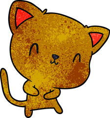 textured cartoon of cute kawaii cat