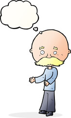 cartoon man with mustache with thought bubble