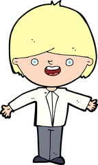 cartoon happy boy with open arms