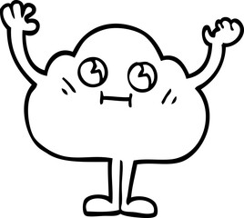 line drawing cartoon dark cloud character