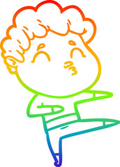 rainbow gradient line drawing cartoon man pouting