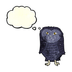 cartoon owl with thought bubble