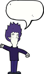 cartoon vampire man with speech bubble
