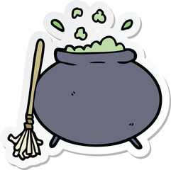 sticker of a cartoon cauldron