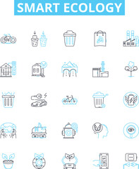 Smart ecology vector line icons set. Smart, Ecology, Sustainable, Renewable, Green, E-waste, Recycling illustration outline concept symbols and signs