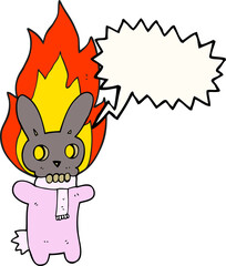 speech bubble cartoon flaming skull rabbit