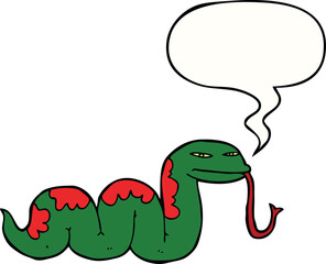 cartoon slithering snake and speech bubble