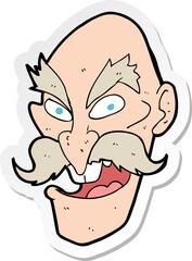 sticker of a cartoon evil old man face