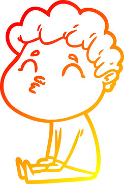 recommend clip art: warm gradient line drawing cartoon man pouting