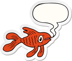 cartoon fish and speech bubble sticker