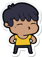 sticker of a cartoon curious boy