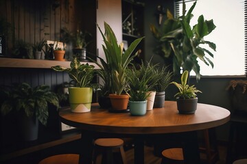 Potted Plants Indoor Garden Room with Sunlit Houseplants