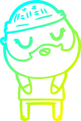 cold gradient line drawing cartoon man with beard