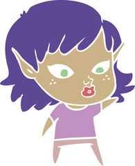 pretty flat color style cartoon elf girl