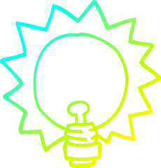 cold gradient line drawing cartoon light bulb