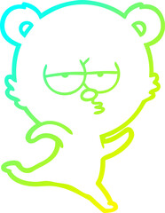 cold gradient line drawing running bear cartoon