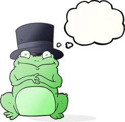 thought bubble cartoon frog in top hat